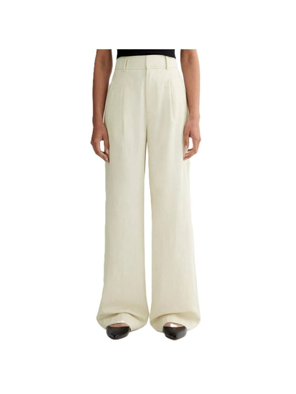 Everlane The Way High Drape Pant High Rise Wide Leg Trousers Heathered Oat 2S